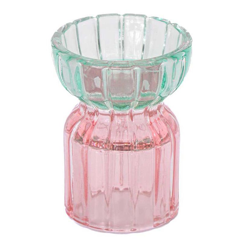 Sass & Belle Green & Pink Glass Tealight Holder image number 0